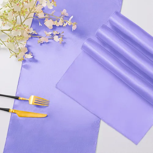 Vista 5 de Horbaunal - Juego de 2 caminos de mesa de satén lavanda de 12 x 108 pulgadas, caminos de mesa suaves para bodas, banquetes, fiestas de cumpleaños