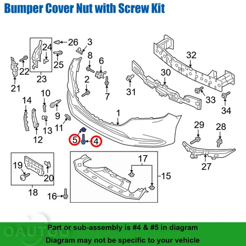 Vista 3 de Tuerca de retención de parachoques delantero con kit de tornillos C274-50-133, 9CF6-00-516B para Mazda Mazda 2 3 5 6 CX-3 CX-30 CX-5 CX-50 CX-7 CX-9