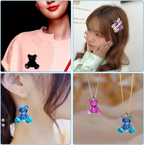 Vista 3 de 3 moldes de resina de oso de peluche, moldes de silicona de corazón para resina epoxi, molde de resina epoxi para manualidades, colgante de llavero