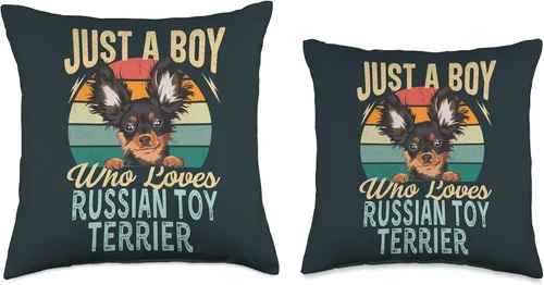 Vista 3 de Just A Boy Who Loves Toy Terrier Funny Retro Dog Owner Throw Pillow