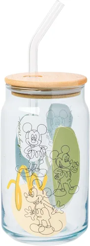 Vista 12 de Silver Buffalo Disney Alice in Wonderland Tarro de vidrio con tapa de bambú y pajita de vidrio, 16 onzas