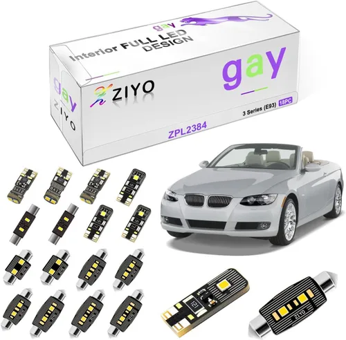Vista 9 de ZIYO Kit de luces interiores LED de reemplazo para BMW E90 E91 E92 E93 Serie 3 2005-2013, bombillas LED de domo blanco xenón 6000K de 18 bombillas