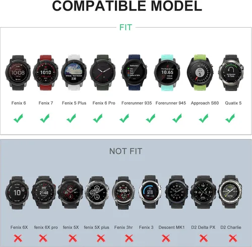 Vista 3 de OVERSTEP Correa de reloj compatible con Garmin Fenix 6, correa de repuesto de ajuste rápido de 0.866 pulgadas para reloj inteligente Fenix 6