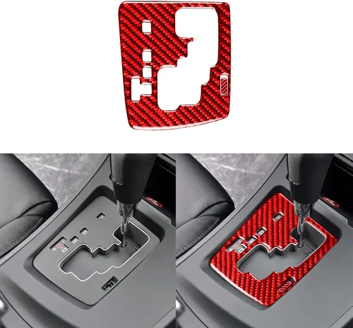 Vista 13 de Accesorios de fibra de carbono suave real para interior de coche, panel de cambio de marchas, cubierta de cenicero, calcomanía negra compatible