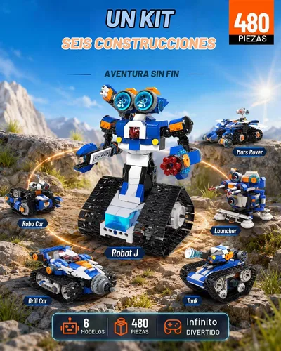 Vista 2 de Apitor STEM Robot Toy 6 en 1 Kit de construcción de robot para niños de 8 a 12 años, aplicación de control remoto, juguetes de codificación STEM