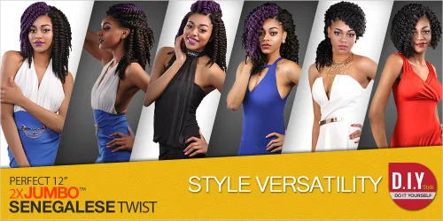 Vista 8 de Glam21USA sintético Jumbo Senegalese Twist sintético de 12 pulgadas 2-Azul