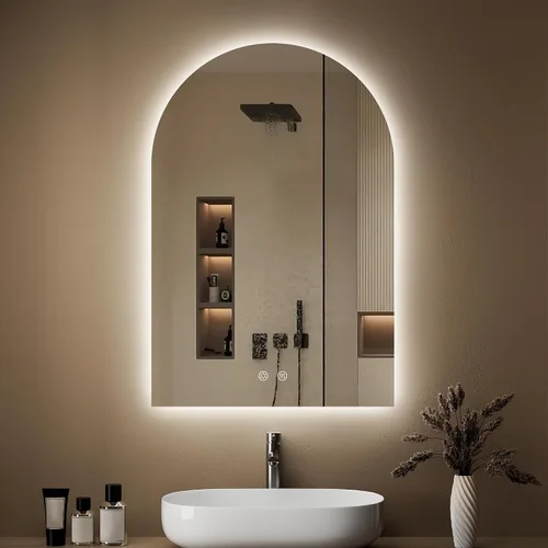 Vista 10 de Espejo de baño con iluminación LED arqueada de 24 x 30 pulgadas con luces