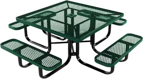 Vista 127 de COATEDOUTDOORFURNITURE Mesa de picnic cuadrada de 46 pulgadas, expandida, color negro