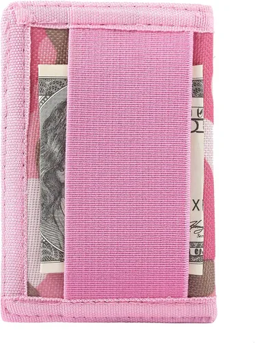 Vista 2 de Cartera minimalista de bolsillo frontal de lona delgada con cierre de banda elástica