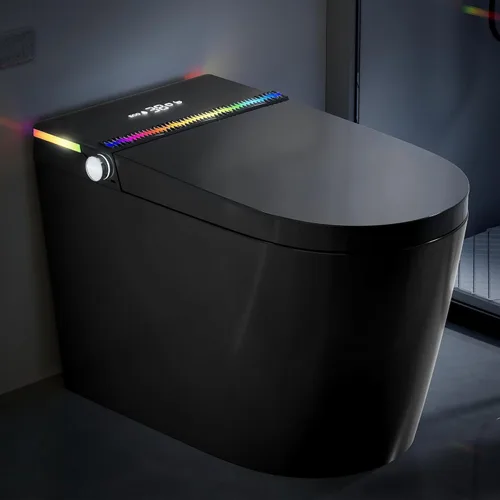 Vista 10 de Inodoro inteligente WinZo con bidé incorporado, inodoro sin tanque con tapa de apertura/cierre automático y secadora, altura cómoda ADA, agua