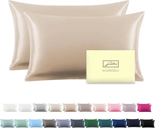 Vista 44 de Funda de almohada de seda para cabello y piel, suave, transpirable y resistente, funda de almohada de seda de tamaño Queen, fundas de almohada