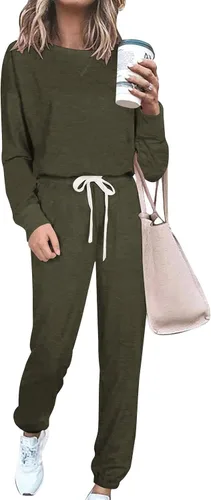 Vista 86 de Prettygarden - Conjunto de pijama de dos piezas para mujer, diseño de teñido anudado, sudadera informal de manga larga con pantalones largos, ropa