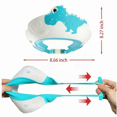 Vista 6 de Gorro de ducha para bebé con protector, gorro de ducha para niños, visera con protección para ojos y oídos para niños de 0 a 9 años, lindo diseño