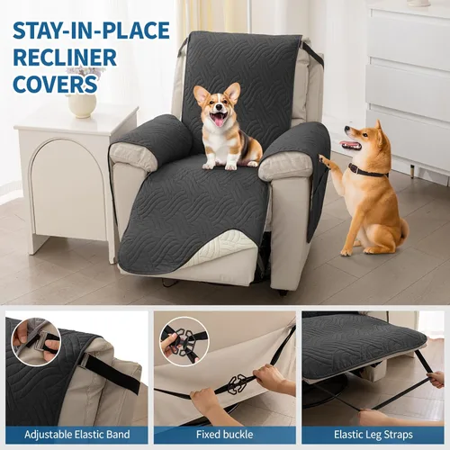 Vista 6 de Deep Dream Fundas impermeables para silla reclinable, funda antideslizante para sofá reclinable, protector de muebles para niños perezosos, funda