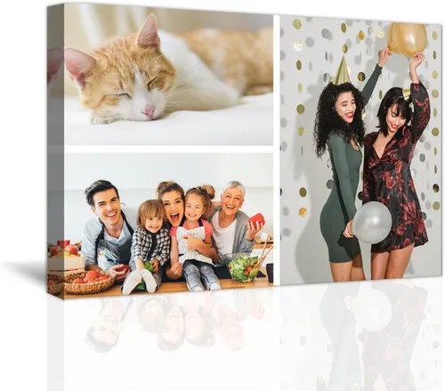 Vista 14 de Impresiones en lienzo personalizadas con tus fotos y nombres, marco de fotos personalizado en las montañas junto al mar, imagen de vacaciones