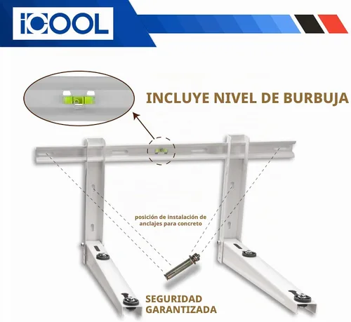 Vista 10 de Soporte de montaje en pared iCOOL Mini Split para aire acondicionado universal sin conductos de 9000-36000 BTU, bombas de calor, compresores y Blanco