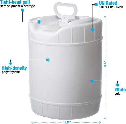 Vista 2 de Hudson Exchange Winpak - Contenedor seguro para alimentos con tapa (5 galones, HDPE), color blanco (paquete de 1)