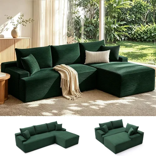Vista 45 de Mangodan - Sofá seccional en forma de nube, sofá sin huesos para sala de estar, sofá seccional modular con asiento profundo, sofá esponjoso y cómodo
