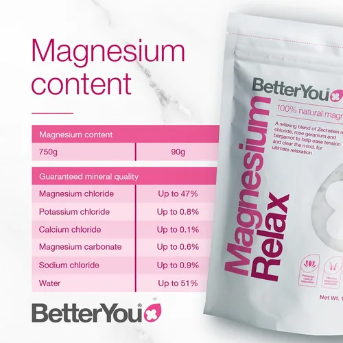 Vista 2 de BetterYou Magnesium Relax Bath Flakes - Sales de baño de recuperación corporal con magnesio - Para la salud de la piel y alivio muscular del dolor