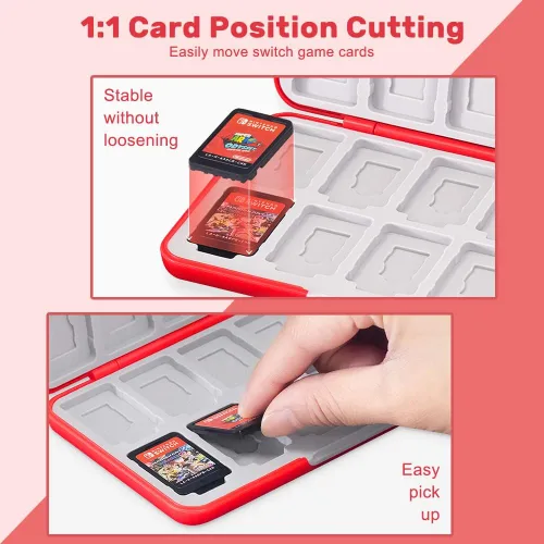 Vista 3 de Jusy Funda para tarjetas de juego para Nintendo Switch, con 24 ranuras para tarjetas de juego y 24 ranuras para tarjetas micro SD