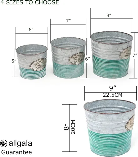 Vista 4 de allgala Maceta galvanizada para decoración interior y exterior-6 "-HD60074