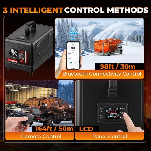 Vista 5 de Calentador diésel 12V/24V/110V 8KW portátil Caja de herramientas Diesel Calentador de estacionamiento con APP Control remoto y cargador Pantalla LCD