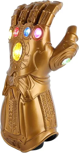 Vista 3 de Hero Infinity Guantelete con luz LED con imán extraíble Infinity Gem Guantelete de juguete regalo para niños color dorado
