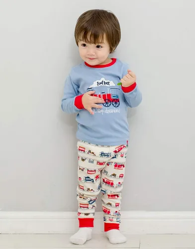 Vista 2 de VAENAIT BABY Toddler Kids Boys Girls 100 Cotton Jaws Truck Dino Snug fit Sleepwear Pajama Pjs Set