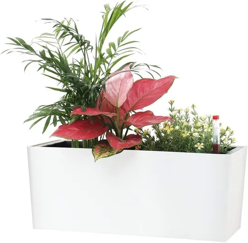 Vista 8 de SAROSORA Maceta ovalada de riego automático de 16 pulgadas con indicadores de nivel de agua para plantas y flores, hogar, jardín, exterior