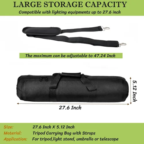 Vista 3 de BLIRITEL Funda de transporte para trípode de 27.6 pulgadas, bolsa de trípode acolchada resistente con correa para el hombro para soporte ligero