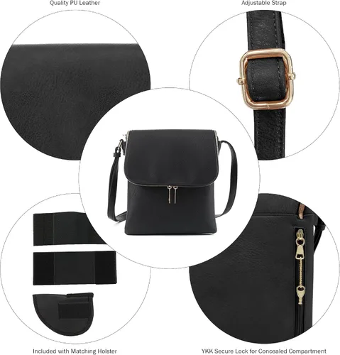 Vista 6 de JESSIE & JAMES Bolso cruzado con bolsillo oculto Cheyanne con cerradura y llave Negro
