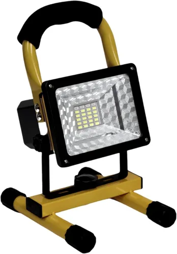 Vista 2 de Luz de trabajo LED de 15 W con soporte, luces de inundación portátiles recargables de 4000 lm, interruptor de brillo ajustable, IP65 impermeable