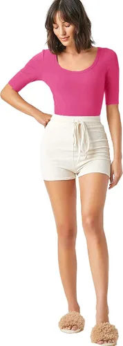 Vista 5 de Verdusa Body básico de manga corta con cuello redondo para mujer, leotardo