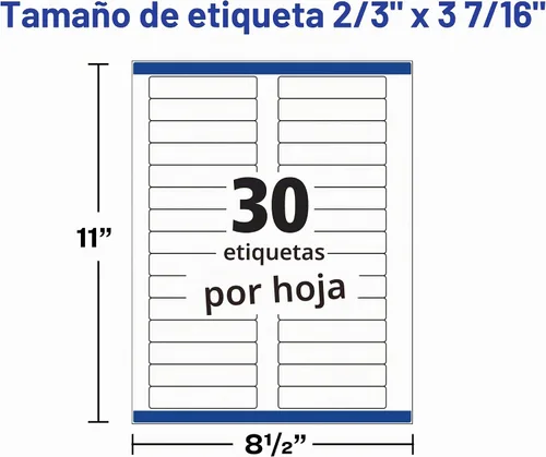Vista 4 de Avery TrueBlock Etiquetas para carpetas de archivos, 2/3" x 3-7/16", 1,500 etiquetas imprimibles, blancas, permanentes (5366)