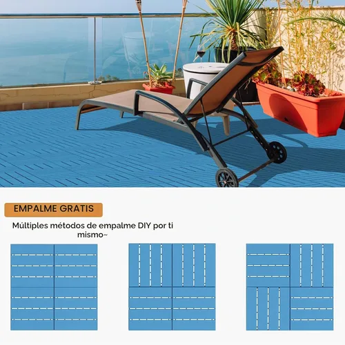 Vista 5 de Goovilla - Azulejos de plástico entrelazados para terraza, paquete de 9 para balcón, 12 x 12 pulgadas, piso impermeable para todo clima, azulejos