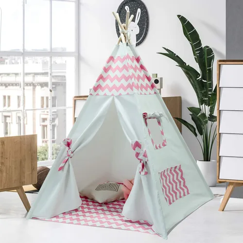 Vista 8 de Tienda de campaña tipi para niños, tienda de campaña tipi para niños, casa de juegos para interiores y exteriores, tienda de campaña para niños