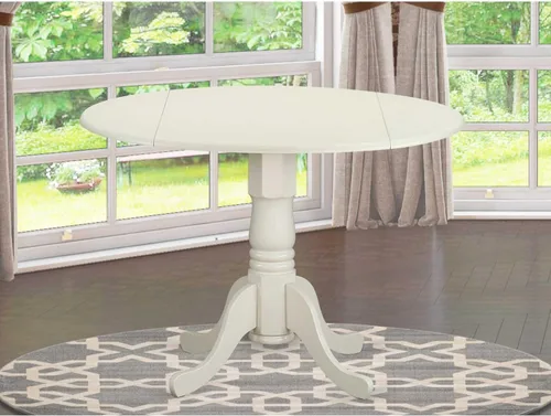Vista 17 de HomeStock Mesa de comedor redonda de madera, mesa de cocina resistente para espacios pequeños, color negro y cereza/36 pulgadas sin gotas