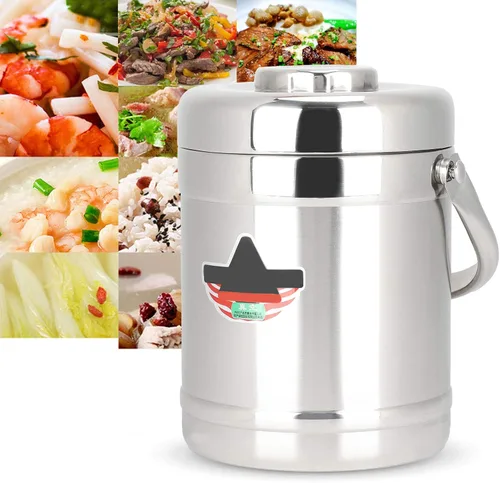 Vista 5 de Tarro de alimentos aislado al vacío, caja de almuerzo aislada al vacío de doble pared de forma recta, contenedor de alimentos calientes de acero