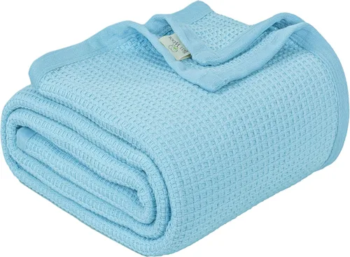 Vista 14 de Cobija TreeWool liviana de algodón, de cuidado fácil, suave, cómoda y cálida (king size, 90 x 108 pulgadas, tejido reticular)