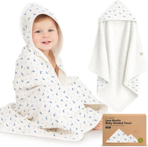 Vista 12 de KeaBabies Toallas de muselina con capucha para bebés y niñas recién nacidas, paquete de 2, toallas de baño de algodón orgánico de 30 x 30 pulgadas