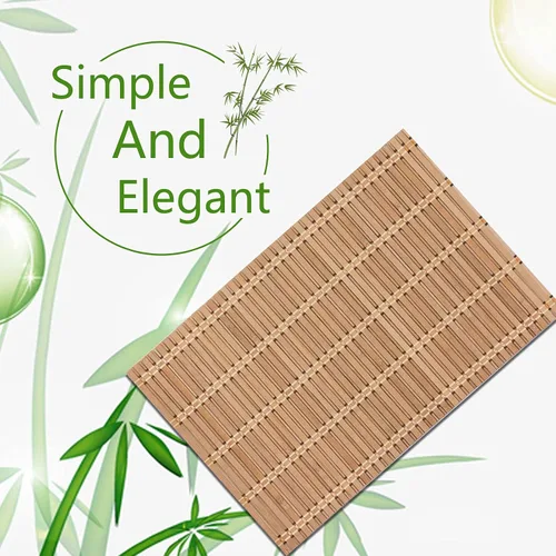 Vista 5 de NETEHA Juego de 4 manteles individuales de bambú natural, cuadrados de madera, adecuados para manteles individuales de bambú antideslizantes