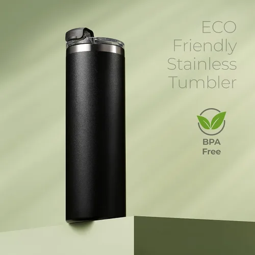 Vista 6 de SipX™ Vaso aislado delgado de 18 onzas con tapa y pajilla, acero inoxidable aislado al vacío, a prueba de fugas, apto para portavasos - Perfecto
