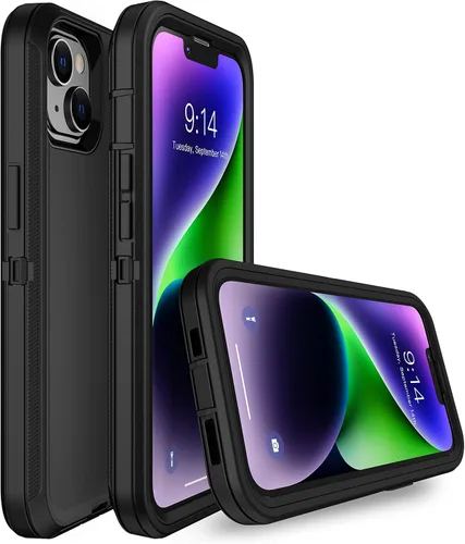 Vista 3 de MXX Funda para iPhone 13, con protector de pantalla de vidrio templado, protector de lente de cámara de 3 capas de alta resistencia, a prueba