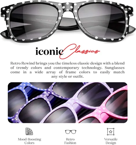 Vista 2 de Retro Rewind Gafas de sol vintage de lunares para mujer UV400