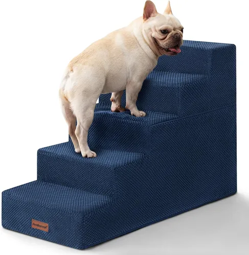 Vista 21 de Aodisman - Escaleras para perros y gatos pequeños, escalones de 3 escalones para mascotas para sofá y cama Beige