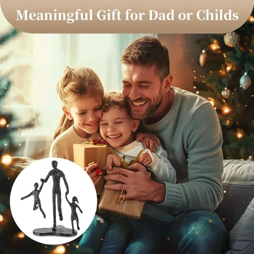 Vista 5 de Regalos de cumpleaños para papá de Sziqiqi - Estatua de hierro de amor entre padre e hijo, escultura para decoración del día del padre, boda