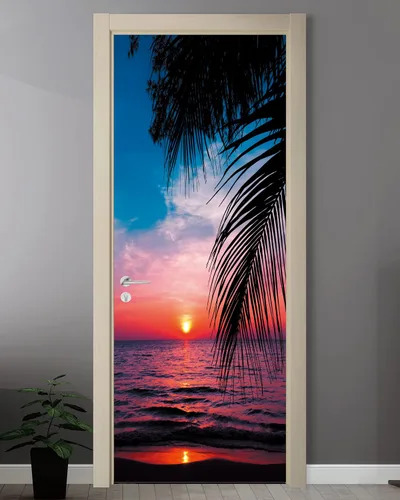 Vista 25 de FLFK Papel tapiz autoadhesivo extraíble para puerta de mar, 30.3 pulgadas de ancho x 78.7 pulgadas de largo, dividido en dos piezas