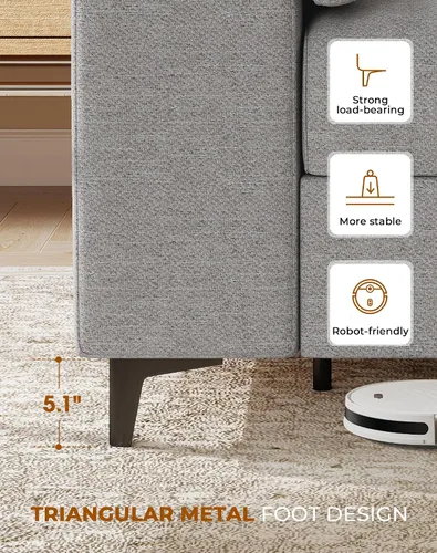 Vista 29 de Upvilla Sofás modernos de 88.97 pulgadas para sala de estar, sofá de asiento profundo con cojín de 8 pulgadas, cómodo sofá biplaza de felpilla de 2