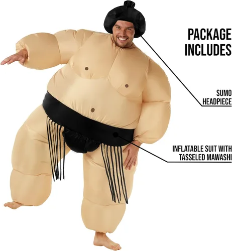Vista 2 de Morph Trajes de lucha de sumo para adultos, disfraz de luchador de sumo para adultos, disfraz inflable de Halloween para adultos, disfraces