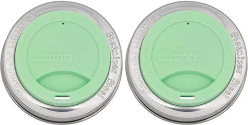 Vista 10 de Tapa de silicona para beber con banda de acero inoxidable para tarros Mason (Americana multicolor, boca regular)